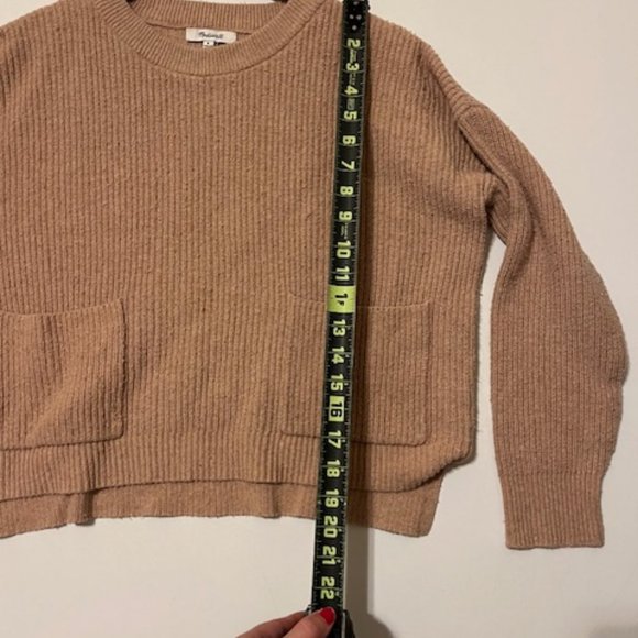 Women's Madewell Patch Pocket Pullover Long Sleeve Oversized Sweater Tan Sz M - Picture 6 of 6
